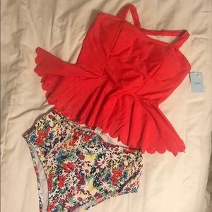 Cupshe Watermelon color Preplum Swimsuit Top - size L
